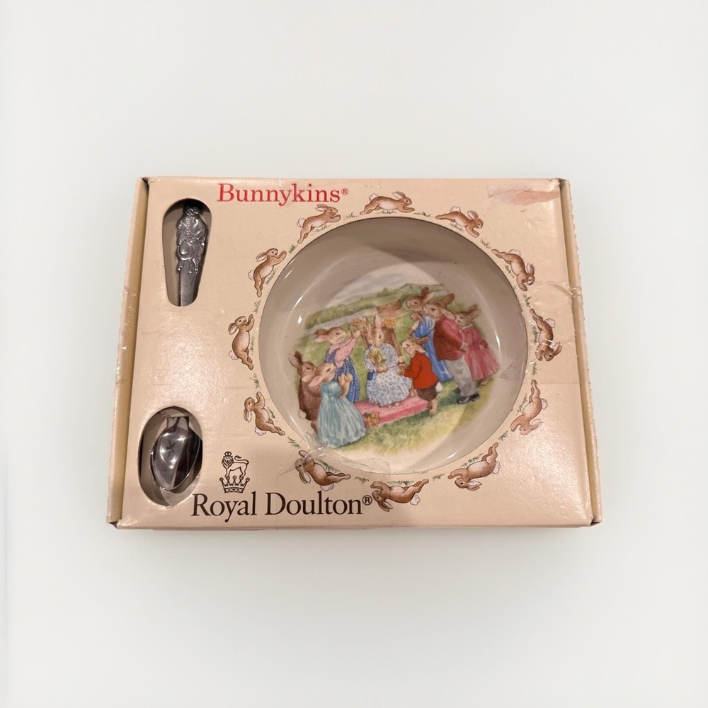 Royal Doulton Bunnykins Nursery Set‎ Vintage 1988 Baby Plate/Bowl & Spoon